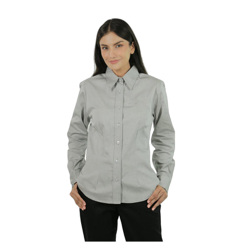 Blusa Dama, Gris Plata, Manga Larga