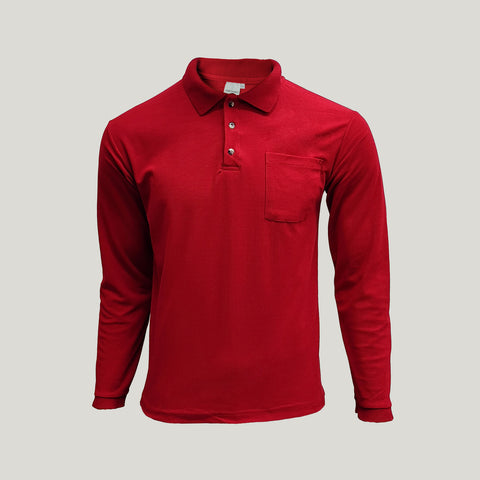 Playera Polo Caballero, Roja Manga Larga